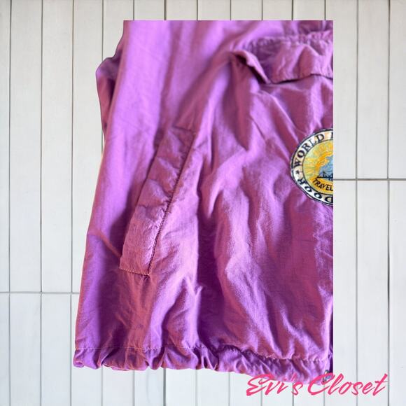 HOM  Jacket Mens, Purple Wind Breaker Pullover Front Side Pockets Hooded - Picture 5 of 14